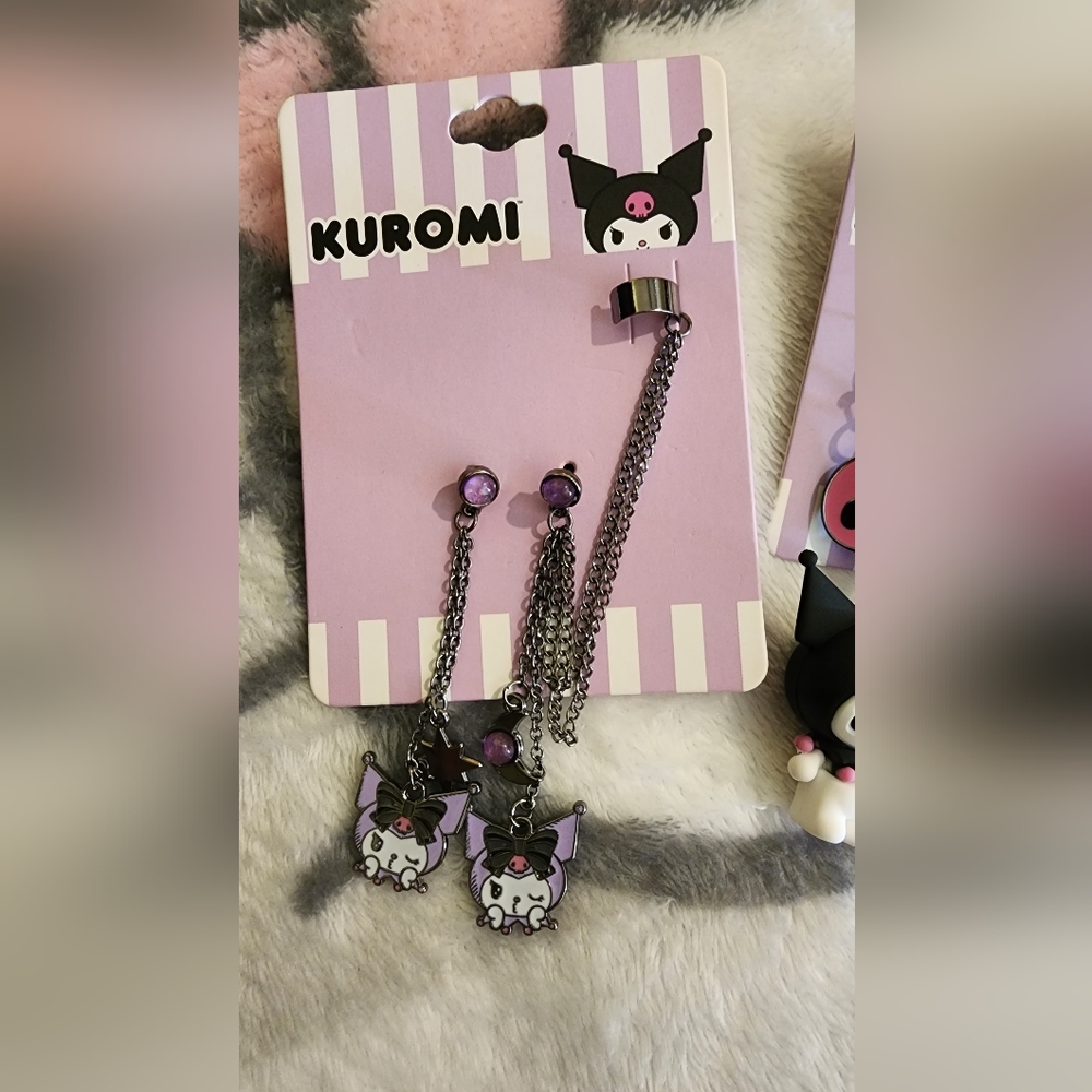 Kuromi earrings and key chain bundle set